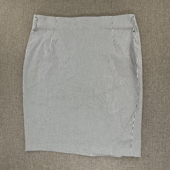 Lane Bryant Straight Pencil Skirt Striped Size 20 Cotton Blend Navy & Off White - Picture 1 of 12